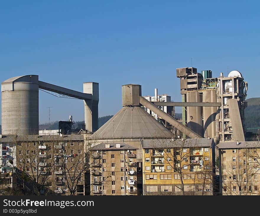 Construction material industry cementos factory lemona cement house grey old build. Construction material industry cementos factory lemona cement house grey old build