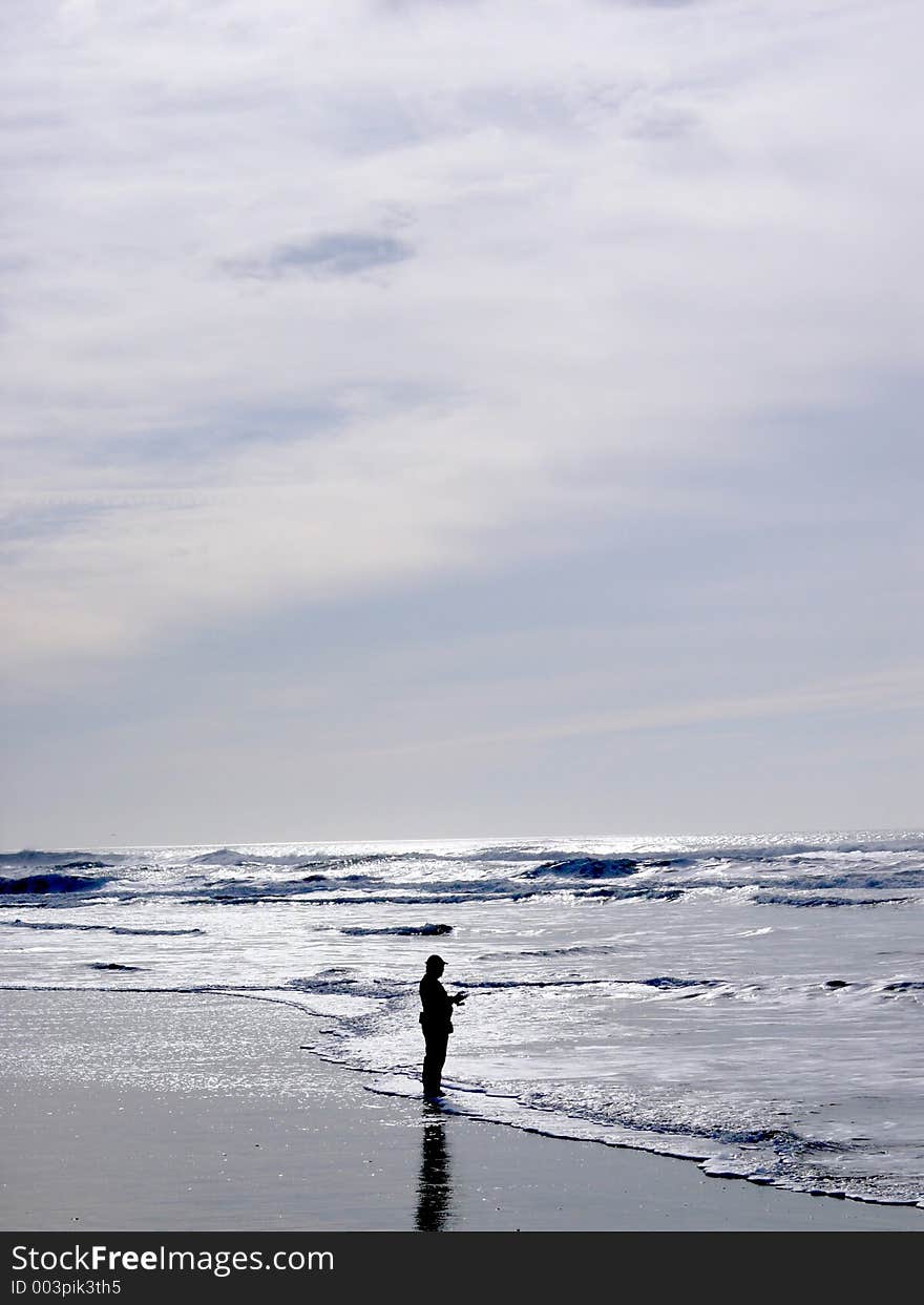 Fisherman On Beach