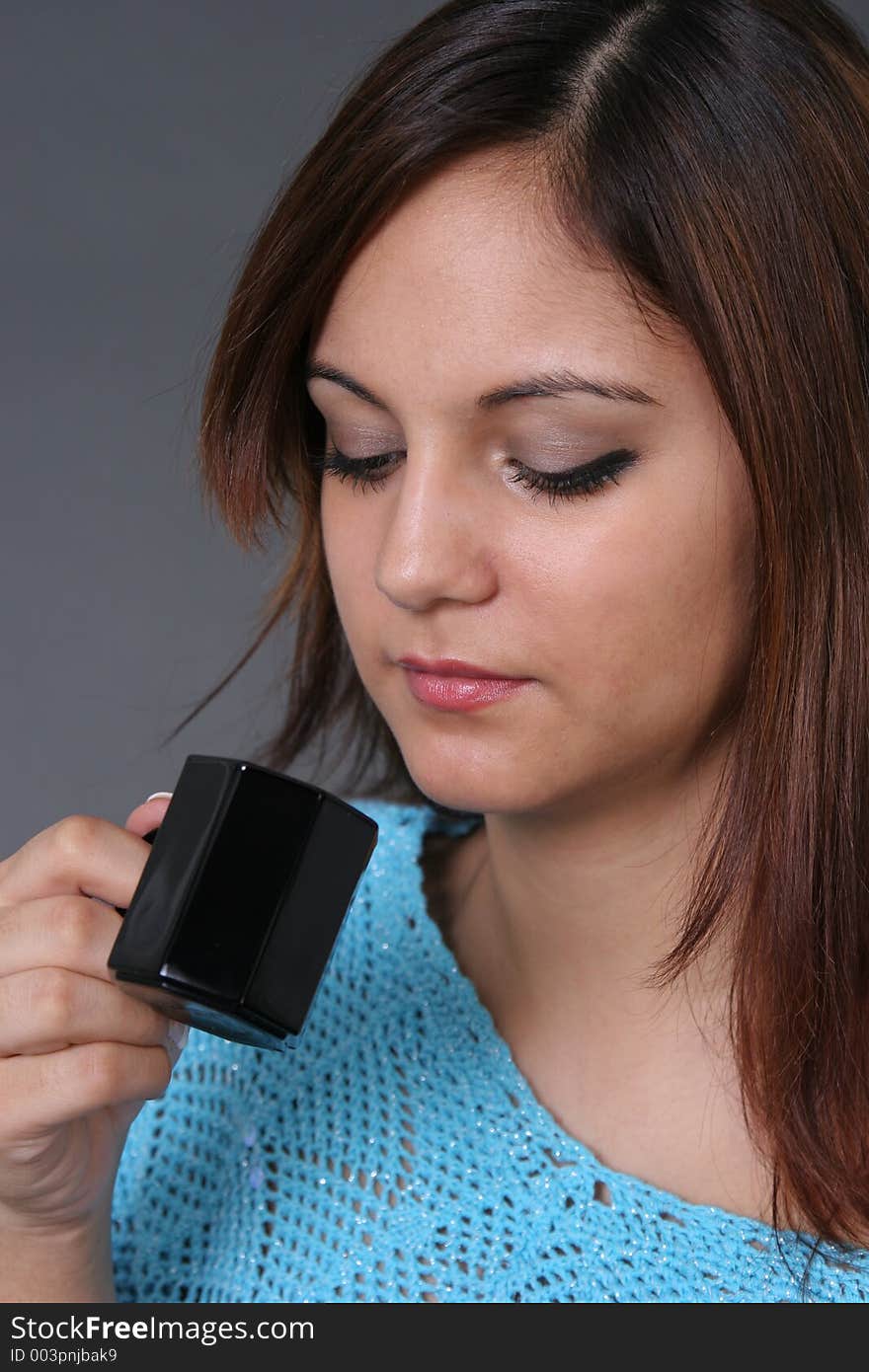 Girl drinking coffee. Girl drinking coffee