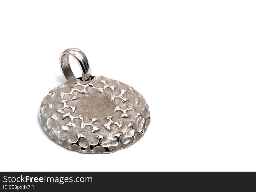 Brooch in white gold, isolated