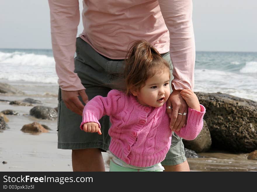 Protective father hovering over his daughter. Protective father hovering over his daughter