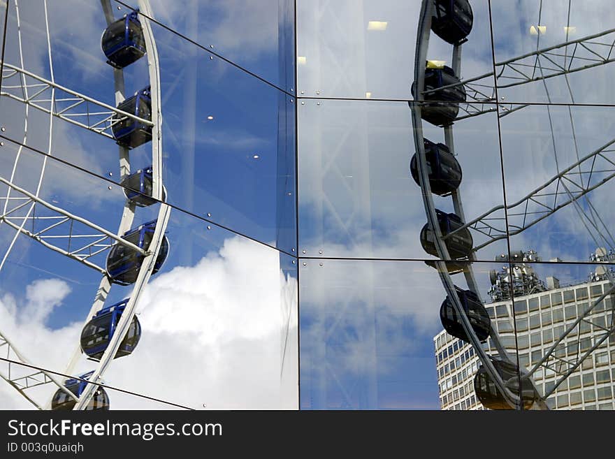 Reflection of big wheel