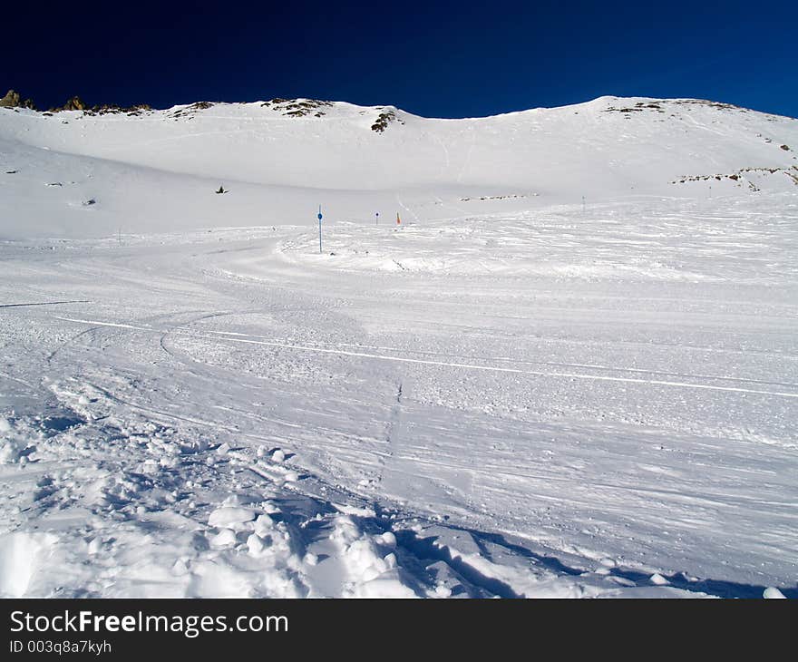 Mountain ski slope. Mountain ski slope