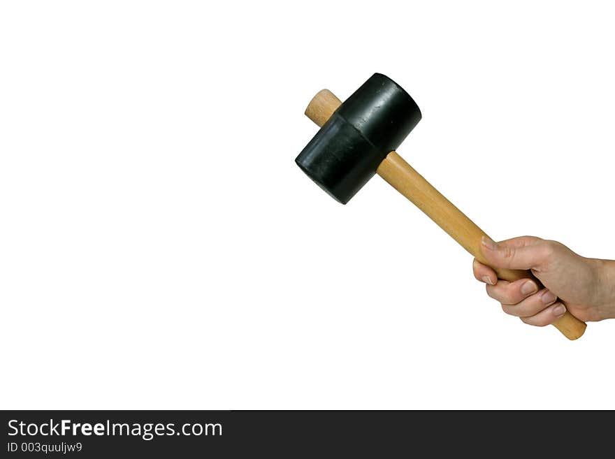 Hand with hammer isolated