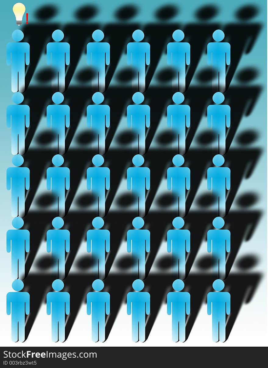 A single figure stands out in a crowd with an idea. A single figure stands out in a crowd with an idea