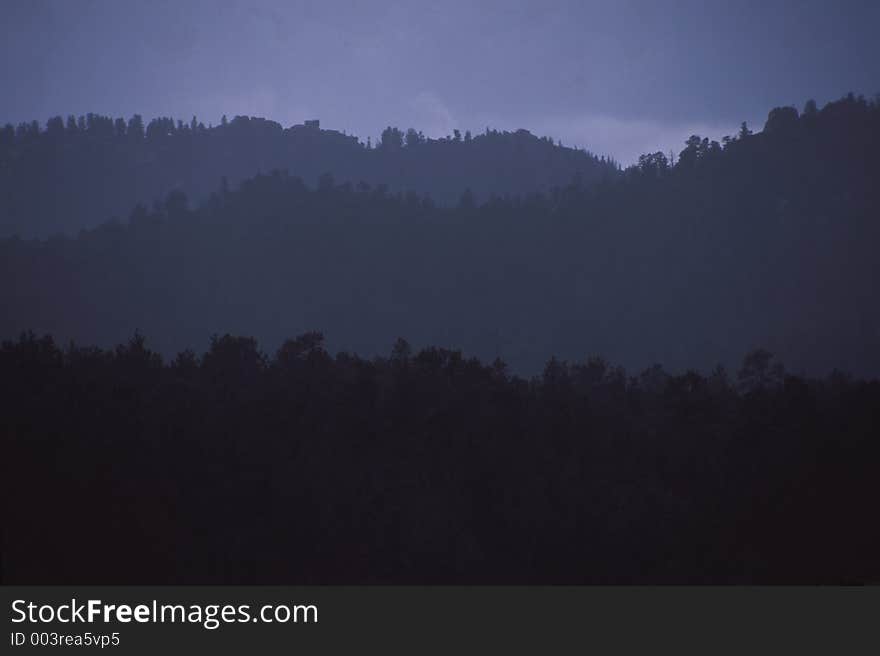 Ridges recede in the distance as the haze softens them. Ridges recede in the distance as the haze softens them