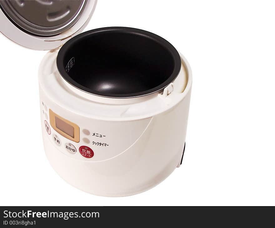 Opened cooking machine isolated over white background with clipping path. The inscriptions are not trademarks or ads. Opened cooking machine isolated over white background with clipping path. The inscriptions are not trademarks or ads.