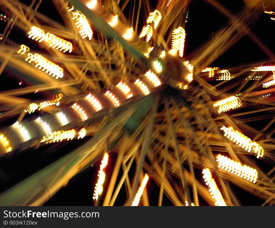 Close up of spinning ferris wheel