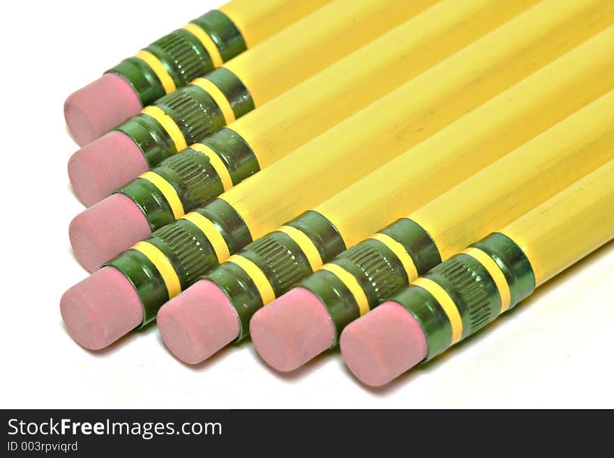 Multiple pencils isolated on white background