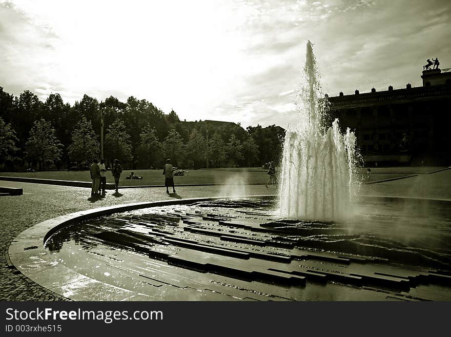 Water fountain in black and white. Water fountain in black and white