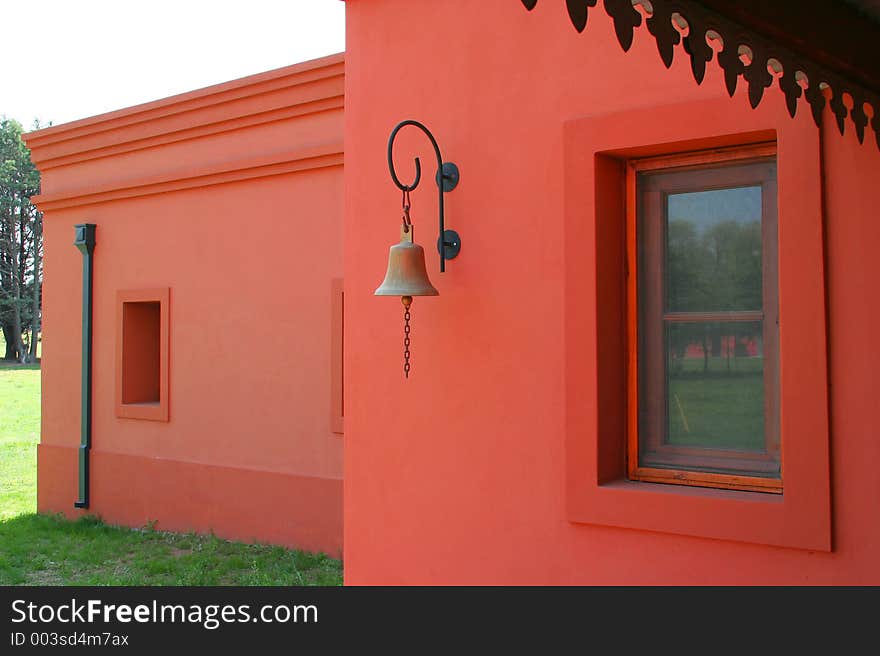 Rural House With Bell, orange painiting