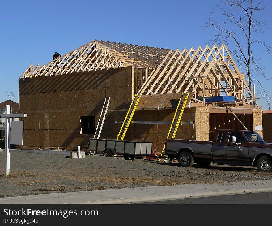 A house under construction. A house under construction