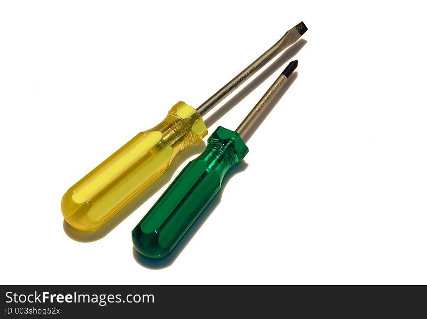 Isolated Phillips and Flathead Screwdrivers. Isolated Phillips and Flathead Screwdrivers