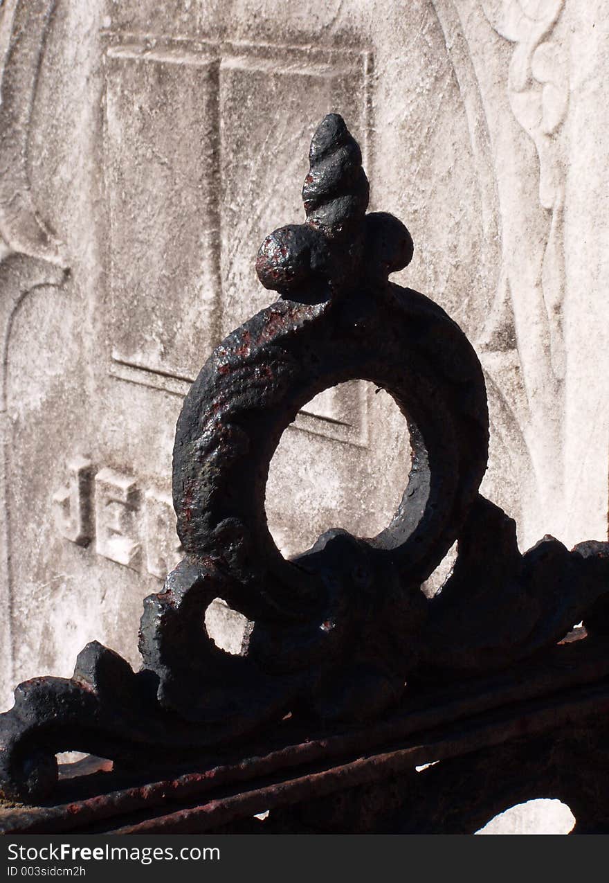 Wrought iron fence at cemetery. Wrought iron fence at cemetery