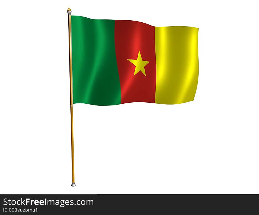 Silk flag of Cameroon. Silk flag of Cameroon