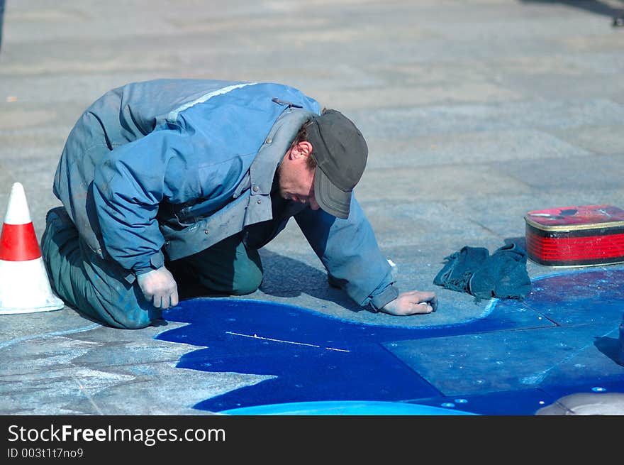 Artist painting on the streets. Artist painting on the streets