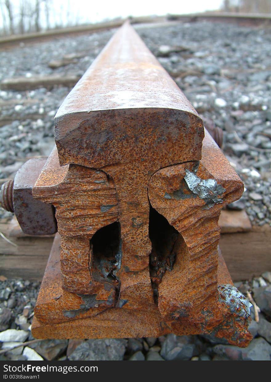 A cross section of an old railway tie. A cross section of an old railway tie