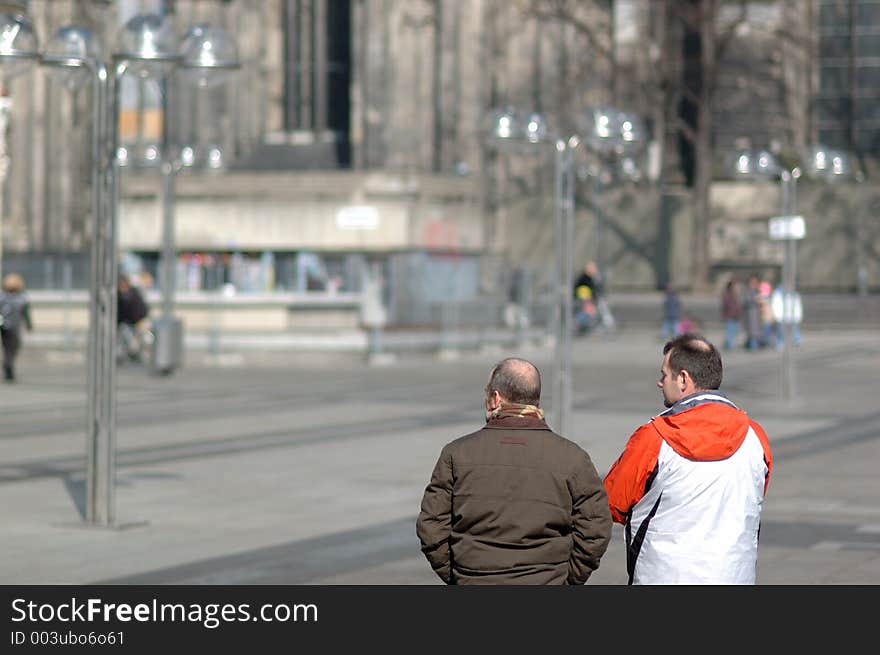 Two men standing on a wide place. Two men standing on a wide place