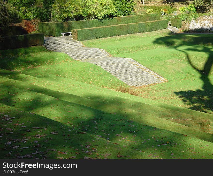 The formal garden of Dartington Hall in Devonshire, United Kingdom. The formal garden of Dartington Hall in Devonshire, United Kingdom