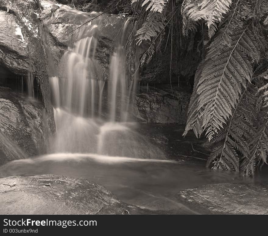 Black and white small cascade. Black and white small cascade