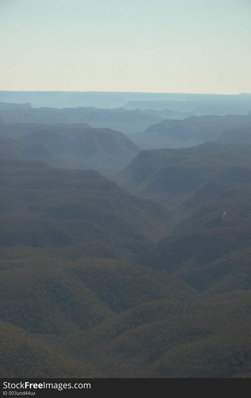 Aerial view over valley. Aerial view over valley