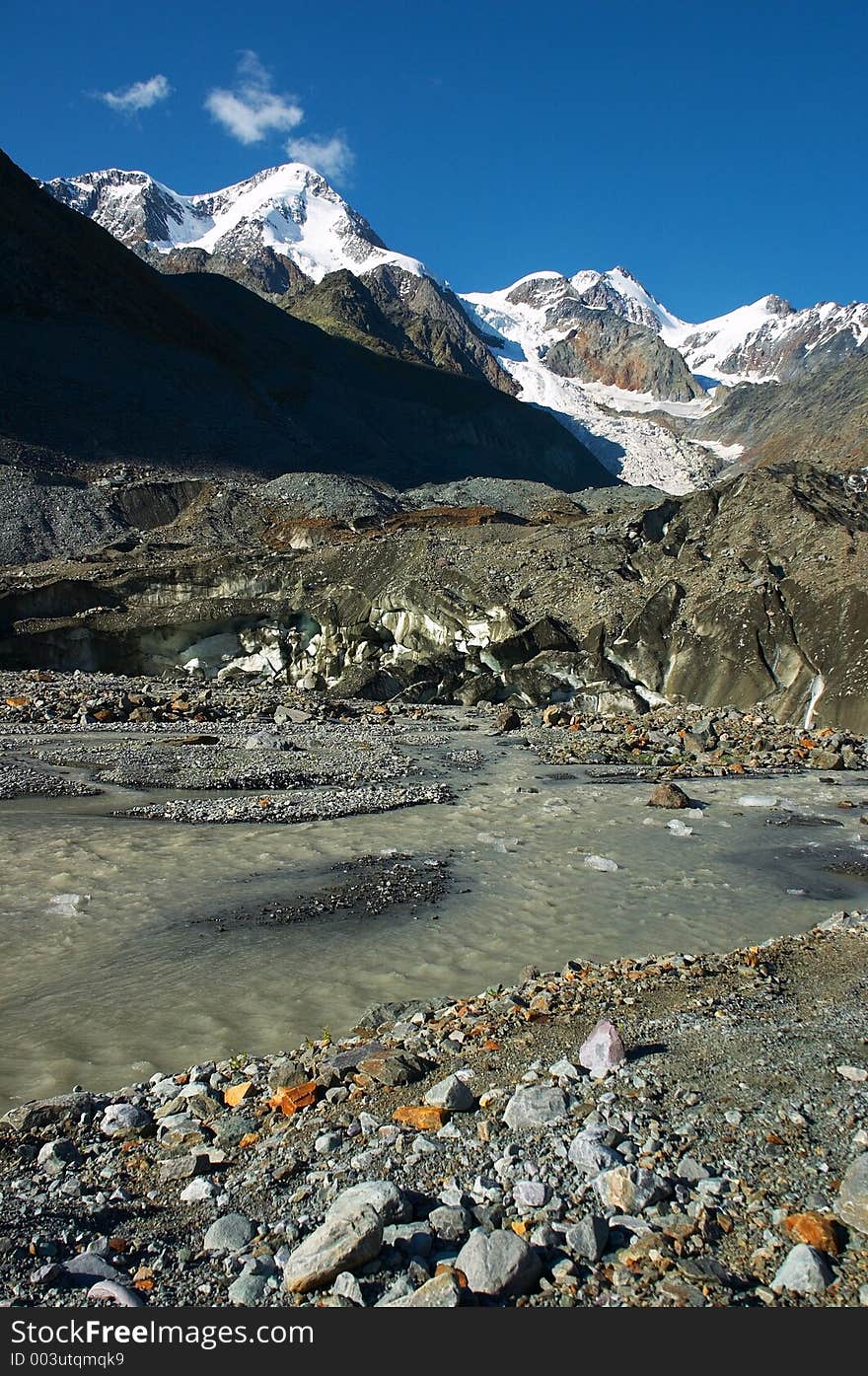 River and mountains.