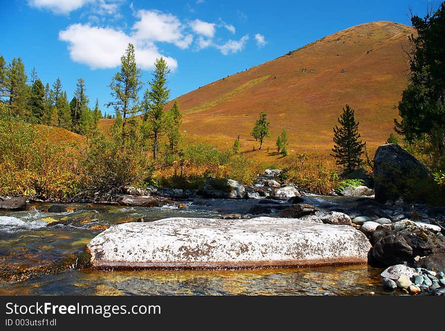 River in the mountais. Altay