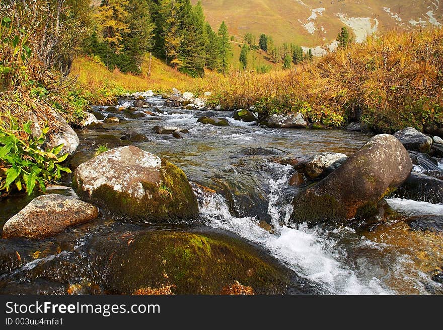 River in the mountais. Altay