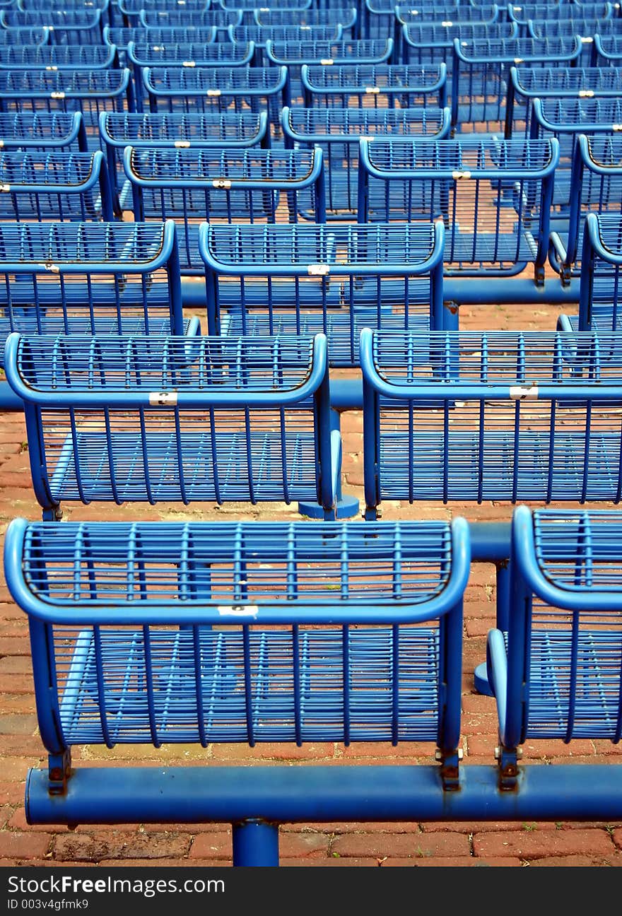 Blue chairs outside