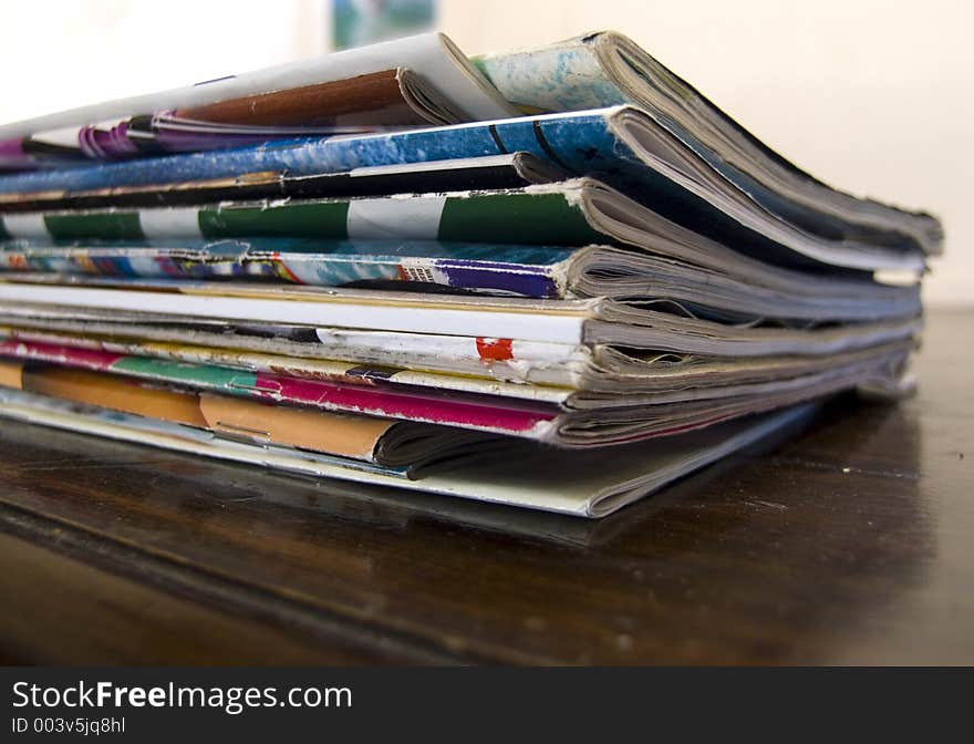 Magazines on table