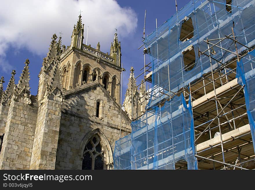 Renovation of historic buildings, Selby Abbey, Yorkshire, UK. Renovation of historic buildings, Selby Abbey, Yorkshire, UK.