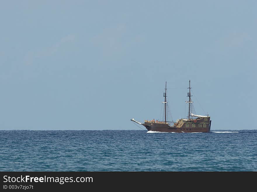 Sea, yacht, blue sky. Sea, yacht, blue sky