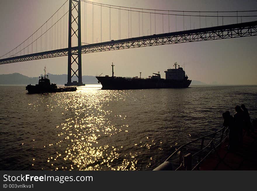 Lisbon Harbour and the 25th April Bridge, Portugal,E.U.