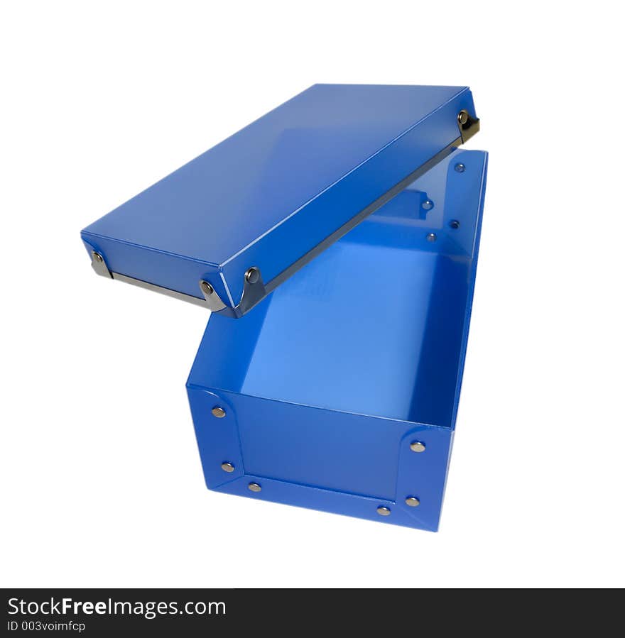 Blue Plastic Box over white background. Really easy to work with.