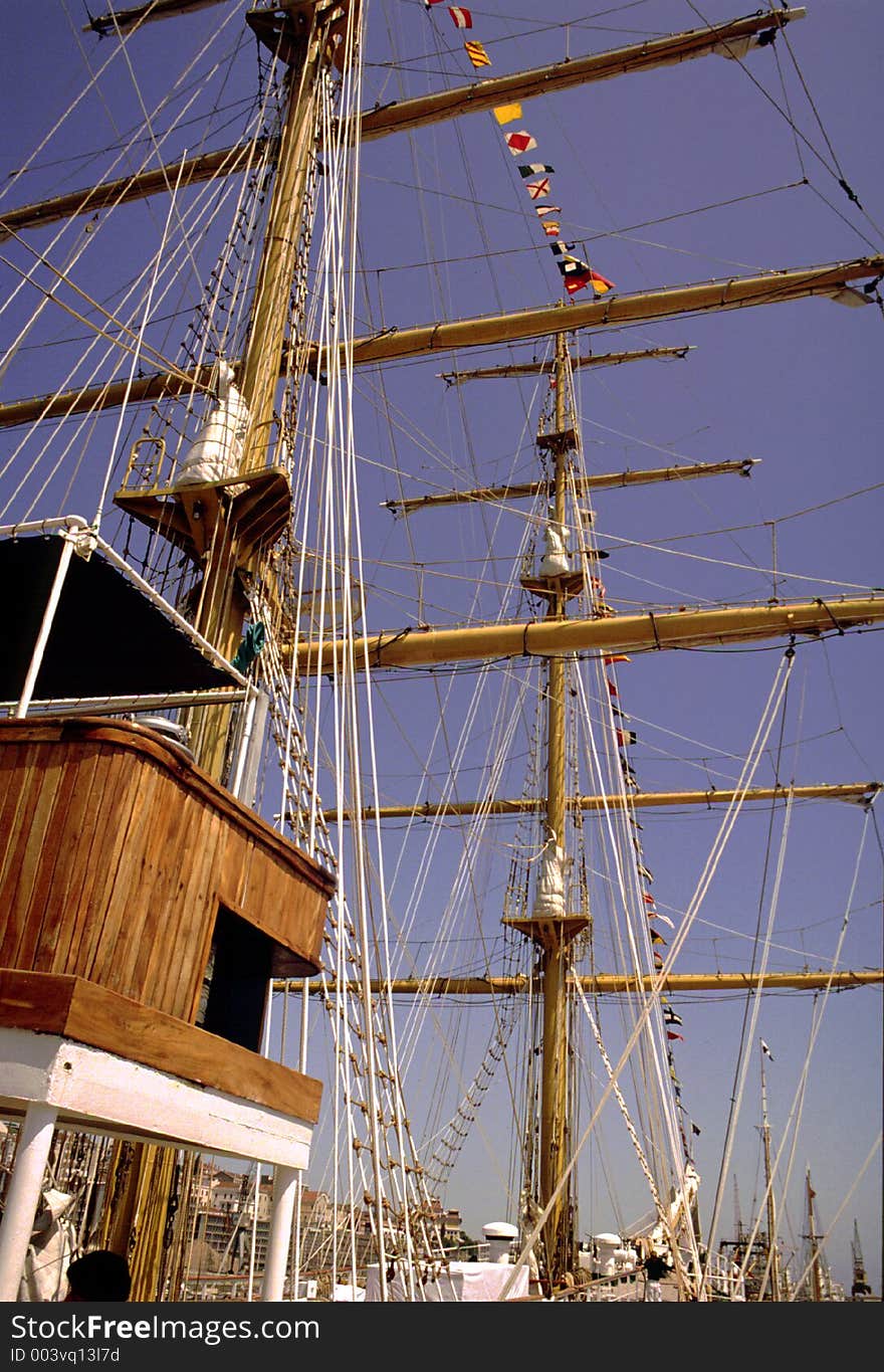 Big sailing ship moored at Lisbon Harbour, Portugal,E.U., standby for a regatta. Big sailing ship moored at Lisbon Harbour, Portugal,E.U., standby for a regatta