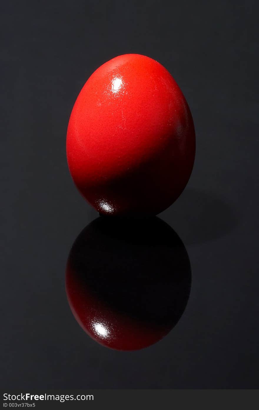 Red egg on black background. Red egg on black background