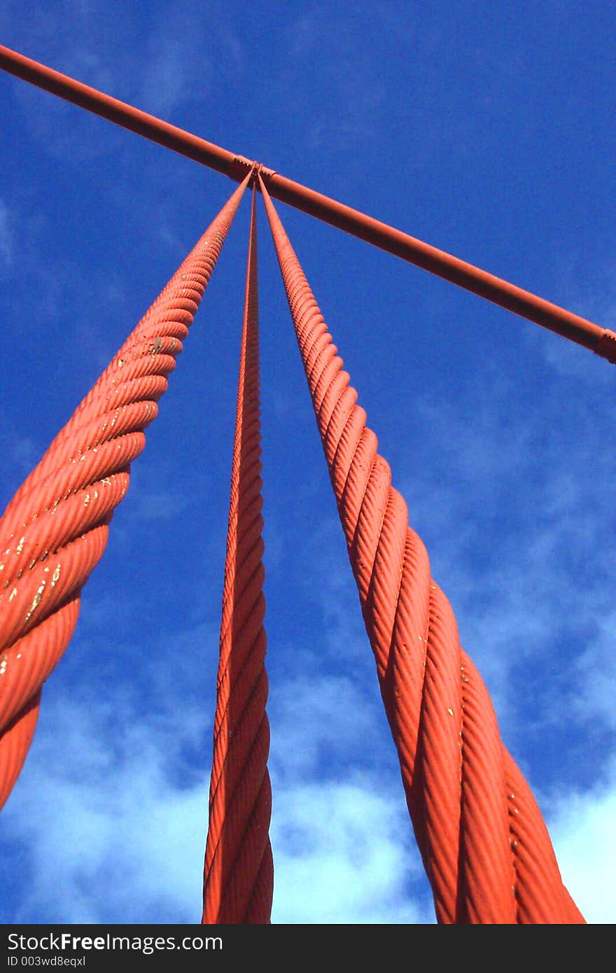 Detail of the Golden Gate Bridge cables. The cable shown at the top has ~1m diameter.