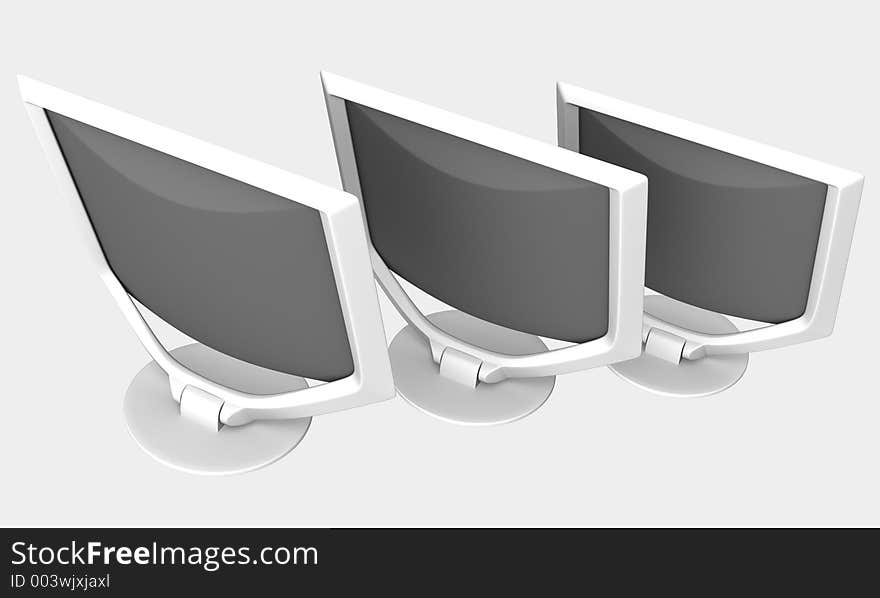 Rendered LCD monitors standing in line. Rendered LCD monitors standing in line