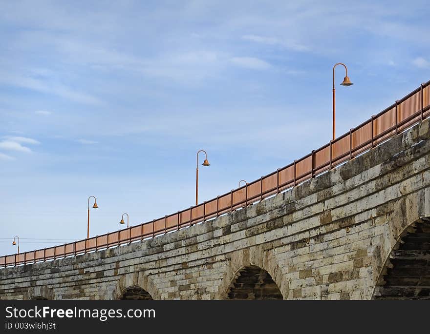 Lamps of Stone Arch Bridge in Minneapolis. Lamps of Stone Arch Bridge in Minneapolis