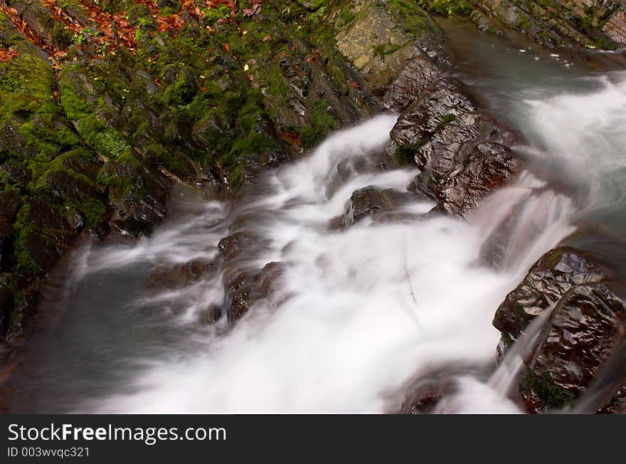 Cascade steps and moss