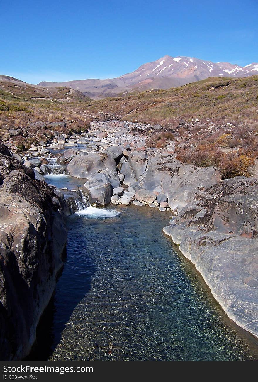 Crystal clean mountain stream and rock pool