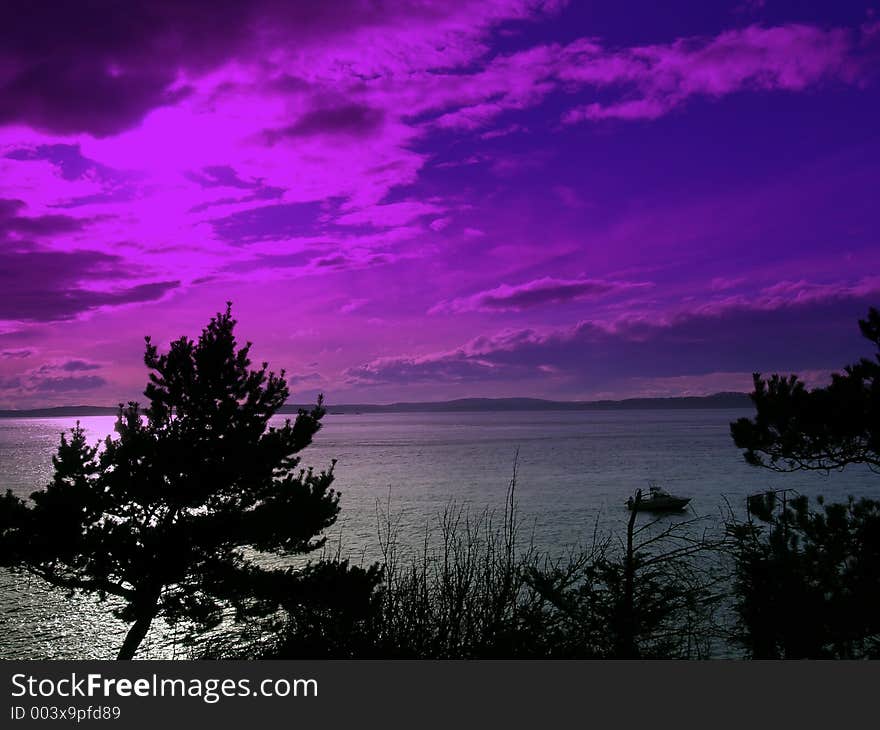 A beautiful evening over western Washington state, USA. A beautiful evening over western Washington state, USA