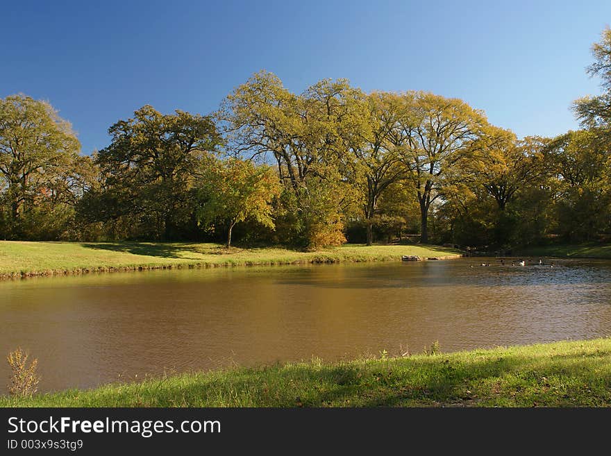 A beautiful park in the early fall. A beautiful park in the early fall