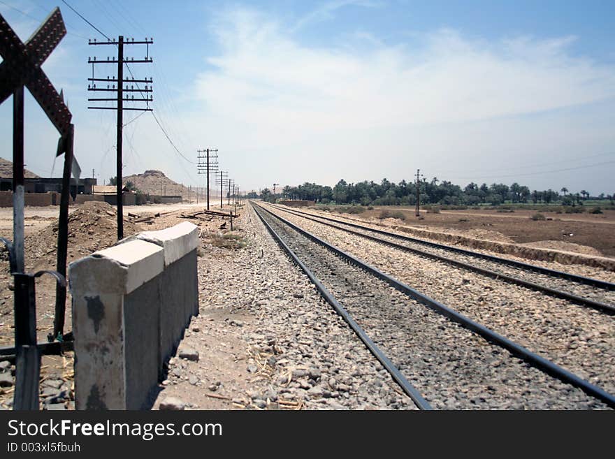 Rail in Egypt on a clear day. Rail in Egypt on a clear day