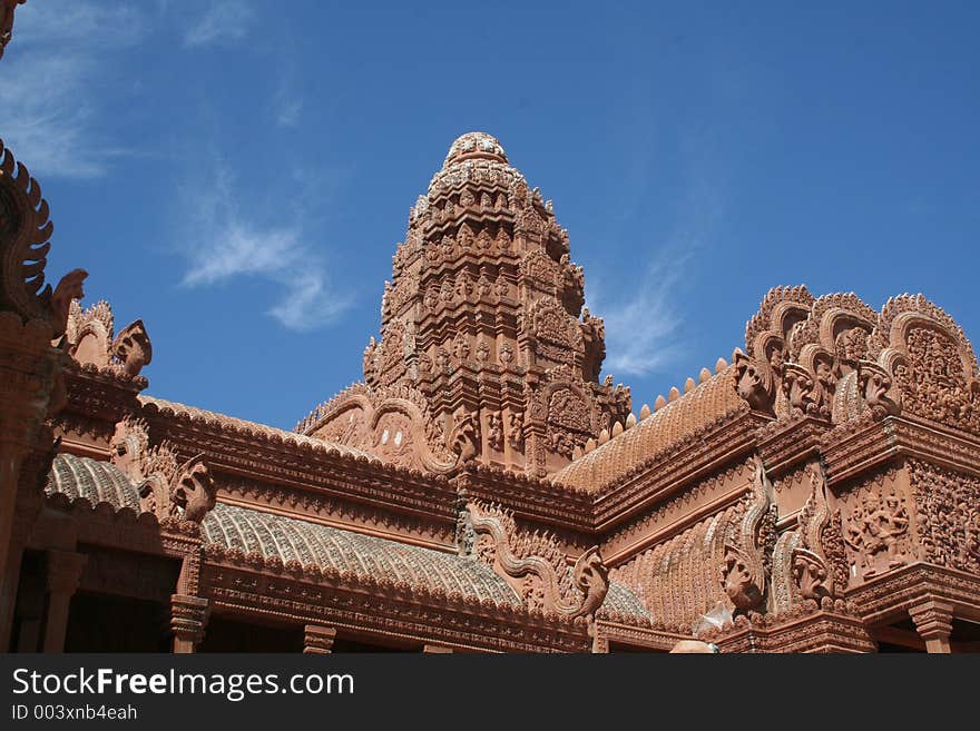 Details of a Cambodian Wat with 5 headed cobras