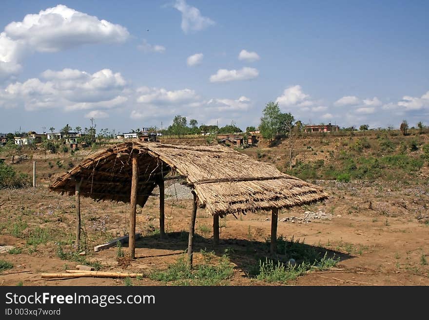 Abandoned Thatched Hermit gypsy Hut  India