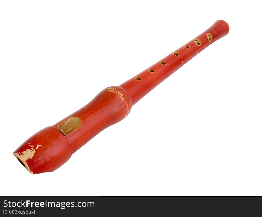 Wooden flute isolated