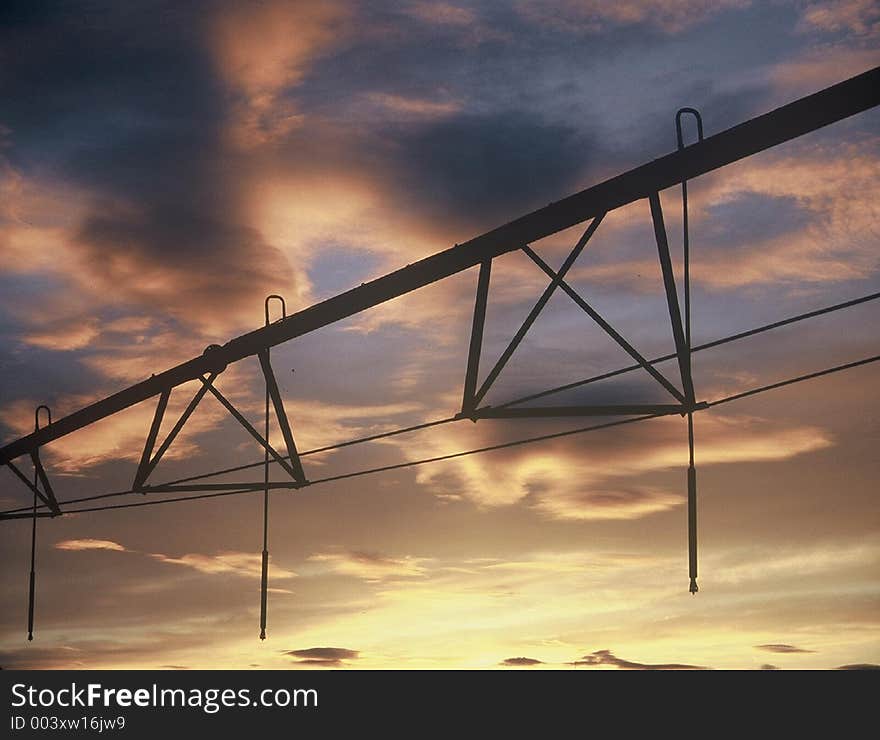 Farming water pipe at sunset, Oregon