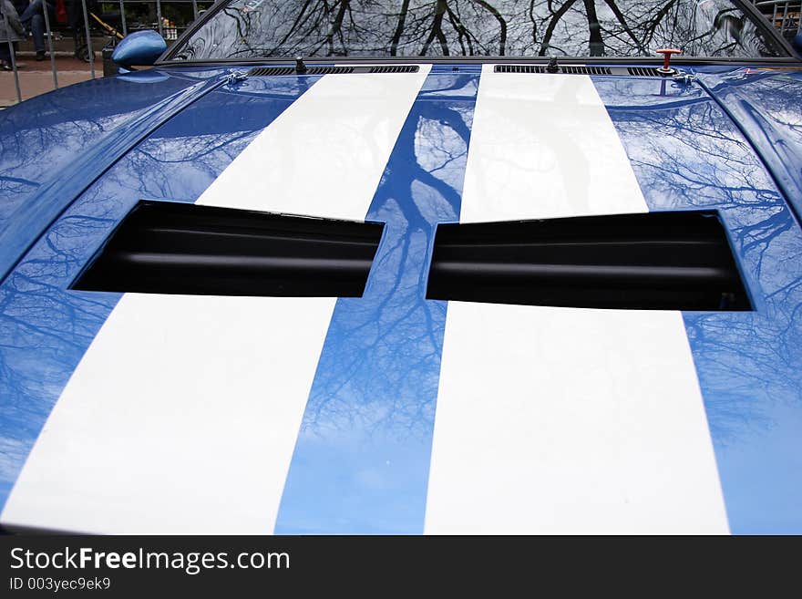 Hood of a racing car