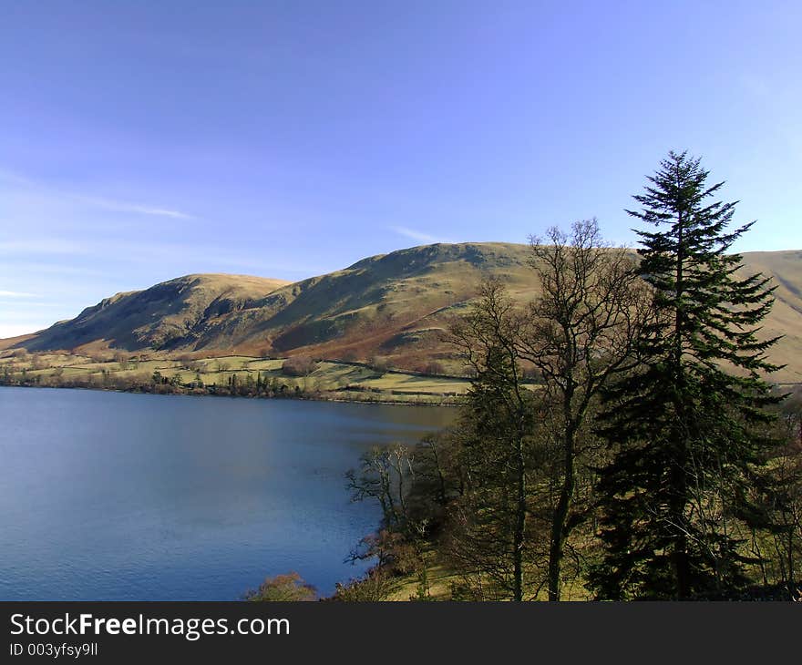 Mountain and lake scene,Ullswater,Lake District,Cumbria